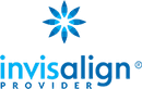 Invisalign logo featuring blue starburst design above company name text.