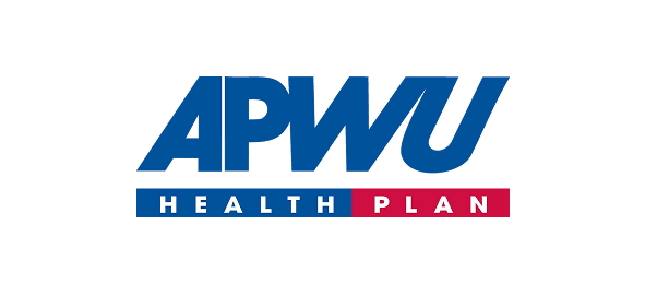 APWU Health Plan logo featuring blue letters and red accent bar for health coverage.