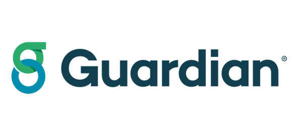 Guardian logo featuring teal and navy blue design with registered trademark symbol